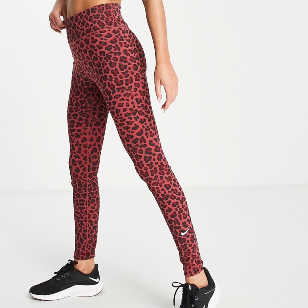 Nike one red leopard leggings